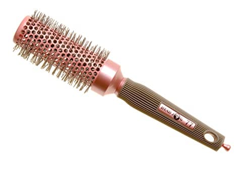 Image of Head Jog 77 Pink Radial Brush. Ceramic Coating Barrel with Nylon Bristle & Rubber Handle. Lightweight & Durable Hair Brush for Hairdressing. Reduce Frizz for Healthy Looking Hair. (33mm)