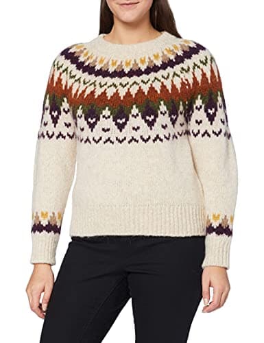 Image of Gant Women's D2. Winter Fairisle Crew Pullover Sweater Not Applicable, Cream, X-Large