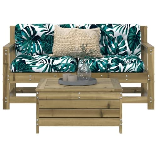 Image of ZEYUAN 3 Piece Garden Sofa Set Impregnated Wood Pine,Outdoor Corner Sofa Couch,Patio Conversation Set