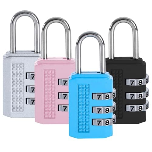 Image of 4 Pcs Luggage Locks Combination Padlocks Suitcase Locks Alloy Body Small Code Lock 3 Digit Security Padlock for Suitcases, Baggage, Backpacks, Briefcases, Small Locker Lock for Gym, School