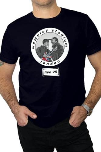 Image of De-Stroy Oasis T-Shirt - Live 25 London Wembley Stadium Merch, Oasis Tour t-Shirt, 6 colourways Available (UK, Alpha, XXL, Regular, Regular, Navy/White)