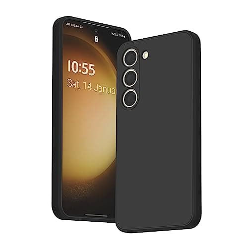 Image of Case for Samsung Galaxy S23 Phone Case, Shockproof Bumper Liquid Silicone Case with Microfiber Lining (Black)