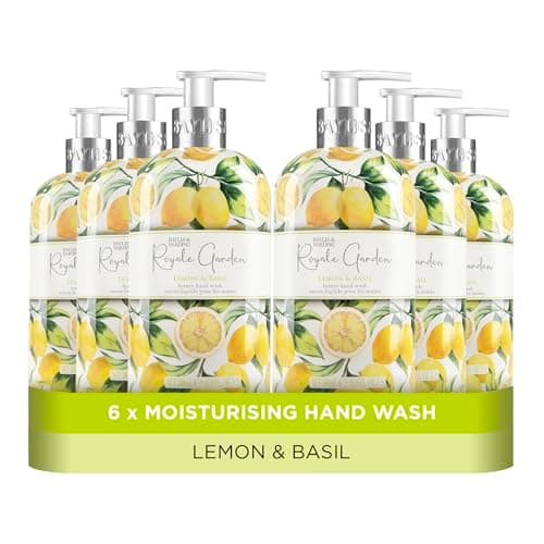 Image of Baylis & Harding Royale Garden Limited Edition Lemon & Basil Hand Wash, 500 ml (Pack of 6) - Vegan Friendly