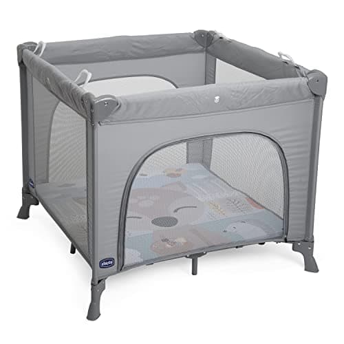 Image of Chicco Open Box Playpen, Travel Cot for Babies and Toddlers from Birth to 15 kg, Foldable and Compact with Play Mat, Mesh Window, 4 Handles and Carry Bag