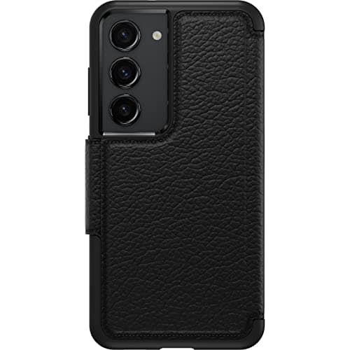 Image of OtterBox Galaxy S23 Strada Series Case - SHADOW (Black), card holder, genuine leather, pocket-friendly, folio case