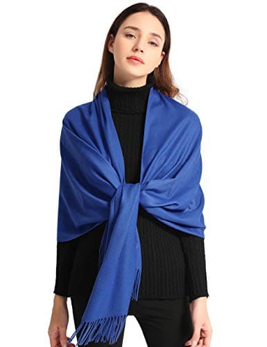 Image of Pashmina Shawl Blue Cashmere Wrap Shawl for Women Wedding Cashmere Scarf for Men Scarves Ladies(Size: 200cm X 70cm)