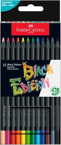 Image of Faber-Castell Colouring Pencils Black Edition, tin of 12 tin of 12, Multicolor (116413)