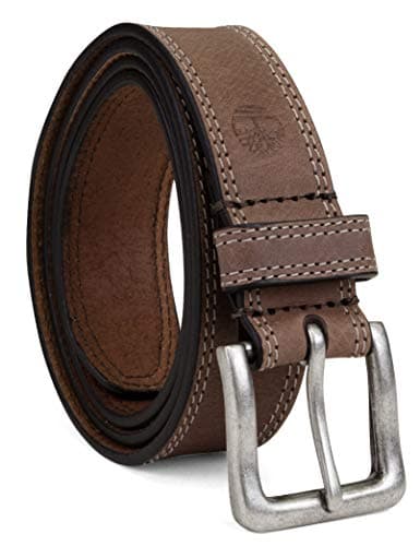Image of Timberland Men's Classic Leather Jean Belt 1.4 Inches Wide (Big & Tall Available), Dark Brown (Stitched), 40
