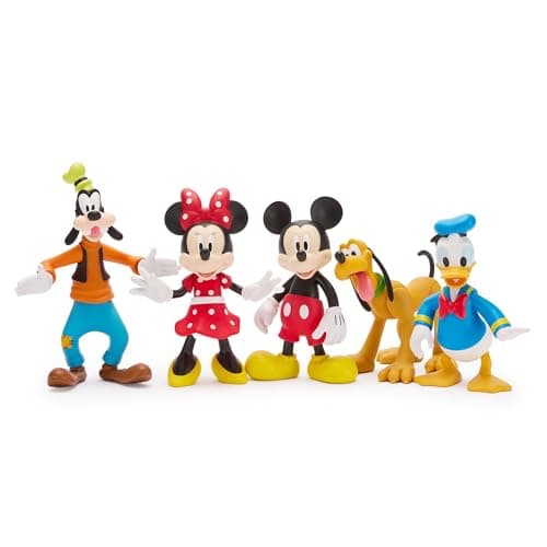 Image of Disney Store Official Mickey Mouse and Friends Figure Set, Articulated Toy Figures Including Mickey, Minnie, Donald, Goofy and Pluto, 5 Piece Set
