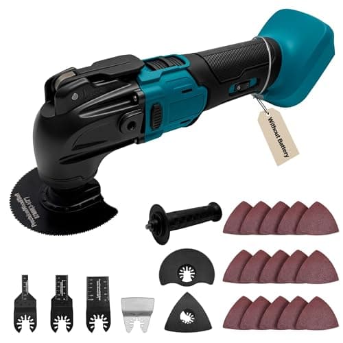 Image of Oscillating Multi Tools for Makita 18V Battery, Multi-Use Cutting and Sanding Tool, 4°Oscillation Angle, 6 Variable Speeds, Quick-fit Blade Design with 21pcs Accessories for Cutting, Sanding, Scraping