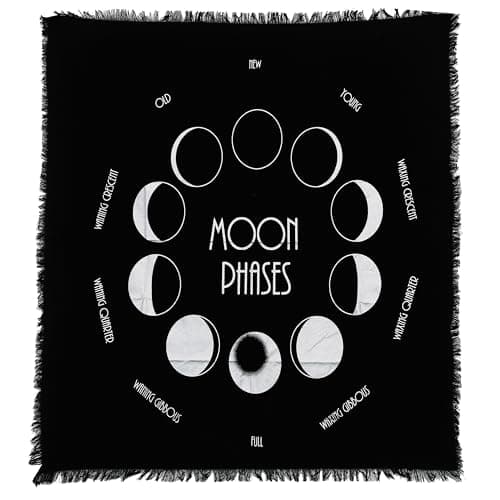 Image of Indian Consigners Moon Phases Altar Cloth Celestical Tarot Deck Alter Square Wall Hanging TableCloth Sacred Place Home Décor Moon Faces New Moon to Full Moon Cycle