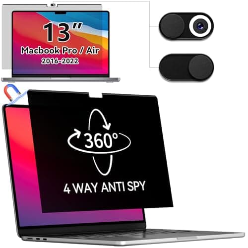 Image of IPROKKO 360° Magnetic Privacy Screen Filter for MacBook Pro 13 Inch (2016-2022, M1, M2) and MacBook Air 13 (2018-2020, M1), Removable Laptop Privacy Filter Anti Glare Blue Light