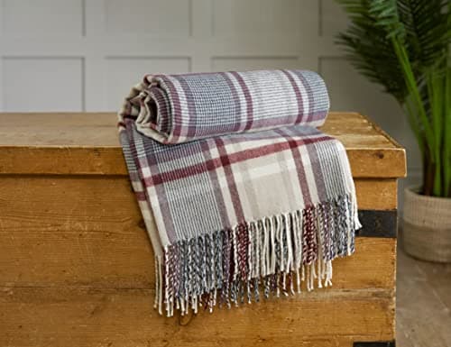 Image of Soft Acrylic Feels Like Cashmere Malvern Check Fringed Throw Check Design 140cm x 185cm