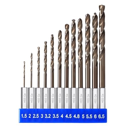 Image of cobalt hex drill bit set(1.5mm-6.5mm/13-Piece), M35 HSS impact drill bits for metal and hard steel, with index holder