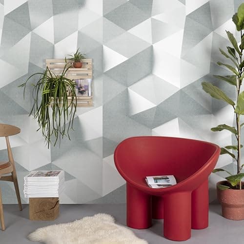 Image of Grandeco ML4601 Mural Wallpaper Non-Woven Triangles 3D Effect Geometric White Grey
