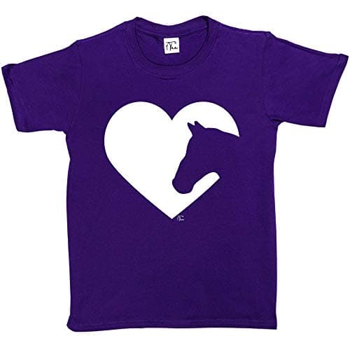 Image of 1Tee Girls Horse Silhouette Love Heart T-Shirt Purple 12-14 Years