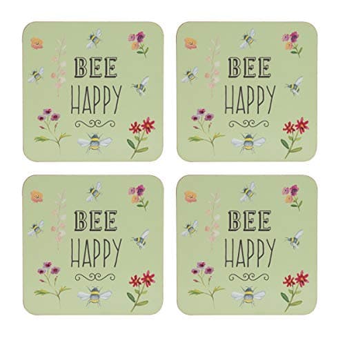 Image of English Tableware Co. Bee Happy Set of 4 Coasters