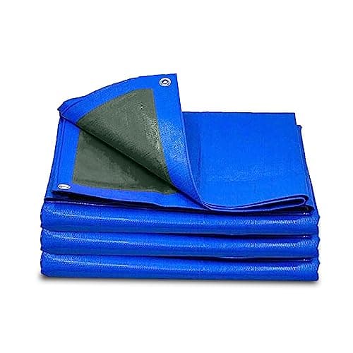 Image of Blue-Green Tarpaulin Sheet Cut-Size 1.2m x 1.8m Lightweight PE Plastic Tarp 70gsm Water-Resistant Ground Sheet Multipurpose Small Tarpaulin Covers used for Garden Furniture Shed Camping (4ft x 6ft)