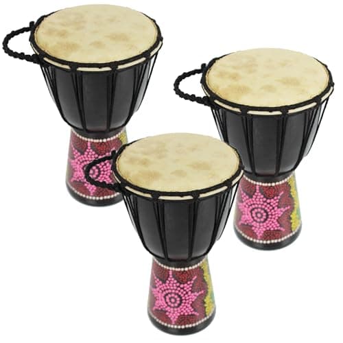 Image of A-Star Mini Trio Djembe Pack - 5 Inch Traditional Hand-Painted African Drums
