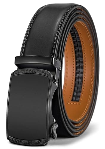 Image of BULLIANT Men's Belt, Leather Ratchet Belt for Men Dress 1 3/8",Trim to Fit(Black-32-38" Waist Adjustable)