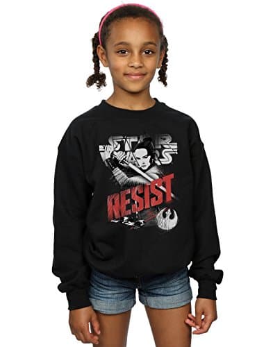 Image of Star Wars Girls The Last Jedi Rey Resist Sweatshirt 5-6 Years Black