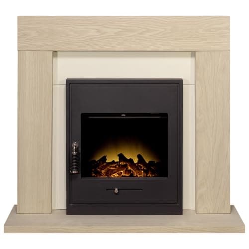 Image of Adam Malmo in Oak & Black/Cream with Oslo Inset Electric Stove in Black, 39 Inch