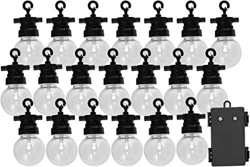 Image of Luxform Lighting Fiji 20 Bulb (G45) Indoor/Outdoor String Light Set Battery Operated - 6m - 8 Functions - On/Off Switch with 24 Hour Timer - IP44 Rated Perfect for Garden, Pegola, Bedroom, Camping