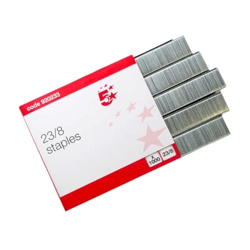 Image of 5 Star Staples 23/8 – Galvanised Steel Wire Staples – Precision Chisel Point – Strong & Jam-Resistant – 1000 Pack (920233)