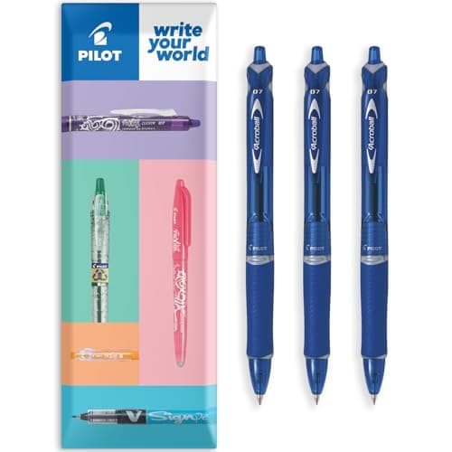 Image of PILOT Acroball Retractable Ballpoint Pen - Begreen Range 79% Recycled - Pack of 3 Pens - Fine 0.7mm Nib - In Envelope Packaging - Ideal for Writing, School, Home, Office. (Blue)