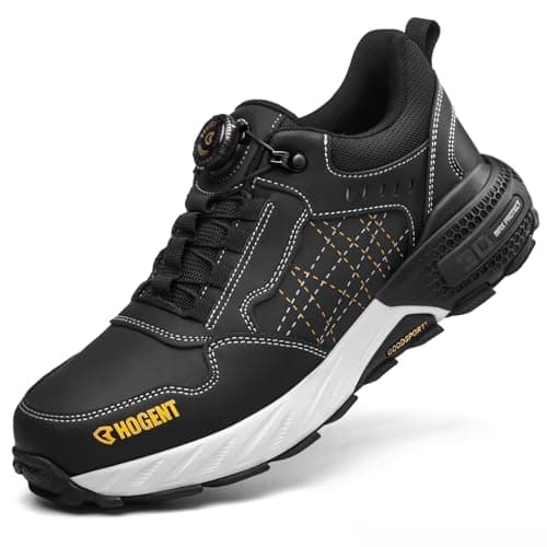 Image of Stillithou Safety Trainers Men Women, Lightweight Comfortable Safety Shoes with Swivel Buckle Shoelaces, Wide Steel Toe Cap Trainers Anti-Smashing Non Slip, Black