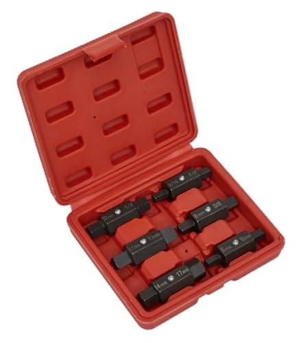 Image of Sealey Ak658 Oil Drain Plug Key Set 6Pc Double End