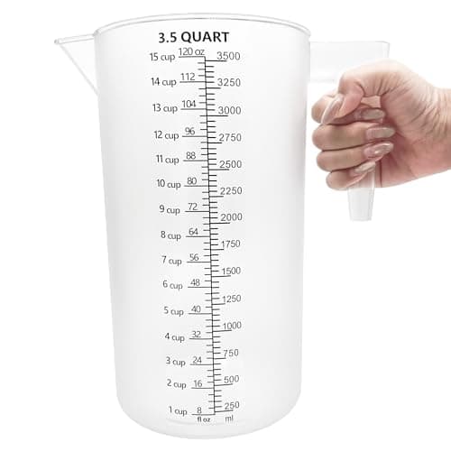 Image of 3.5 L (3500 mL) Plastic Measuring Jug with Handle, Clear Liquid Measuring Cup for Garden Use, Plant Feeding, Fertiliser Mixing, Watering & Outdoor Solutions