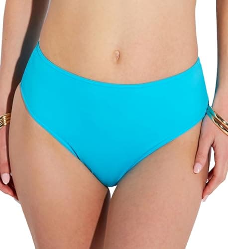 Image of Freya Jewel Cove High-Waist Bikini Bottom XS, Plain Turquoise, Plain Turquoise, XS