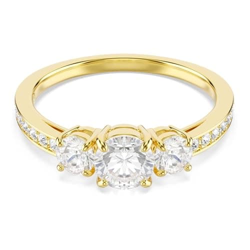 Image of Swarovski Stilla Attract ring Round cut, White, Gold-tone plated