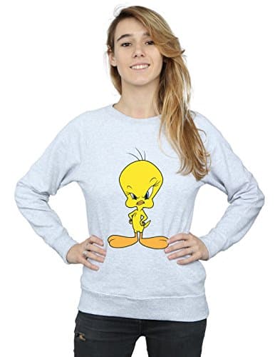 Image of Absolute Cult Looney Tunes Women's Angry Tweety Sweatshirt Heather Grey Large