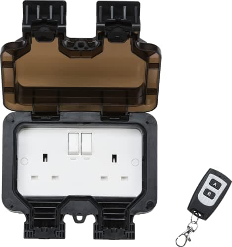 Image of Knightsbridge Remote Controlled IP66 13A 2G outdoor Socket Black OP9R