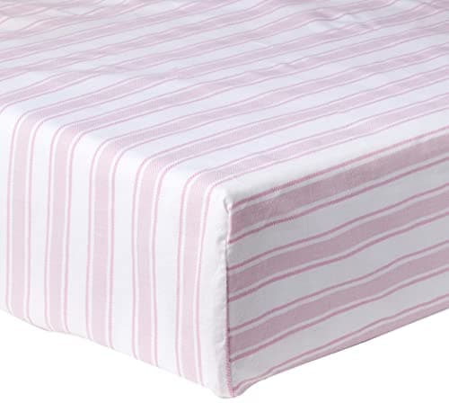 Image of Bianca Check and Stripe Cotton Single Fitted Sheet Pink