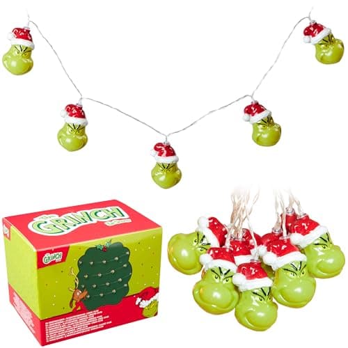 Image of The Grinch Indoor Battery Operated LED Lights, Funny Fairy Lights Decorative Lights for Room, Party, Christmas 1.7m (Green 3D)