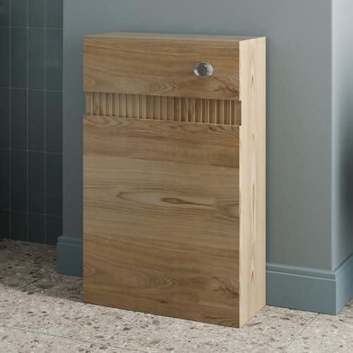 Image of BAYSTONE® 500mm Bathroom Back to Wall BTW Toilet WC Cloakroom Furniture Unit Only, Freestanding Fluted, Wood