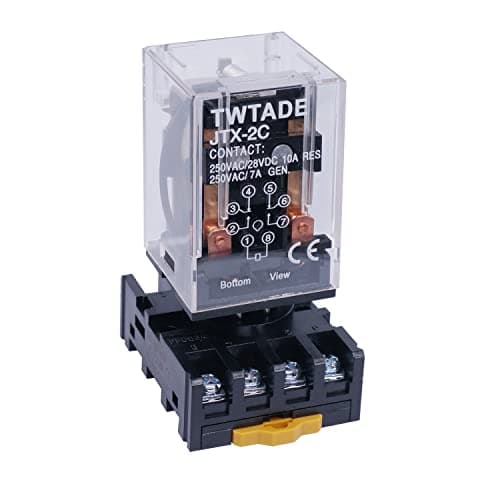 Image of TWTADE/JTX-2C, MK2P-I DPDT Power Relay with Plug-in Terminal Socket Base, AC 12V Coil, 8 Pin 2NO 2NC (Quality Assurance for 1 Years) AC 12V