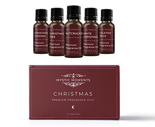 Image of Mystic Moments | Christmas Fragrant Oil Gift Starter Pack 5x10ml | 5 Festive Seasonal Scents for Candles, Soap & Home Fragrance | Warm Winter Aroma Collection