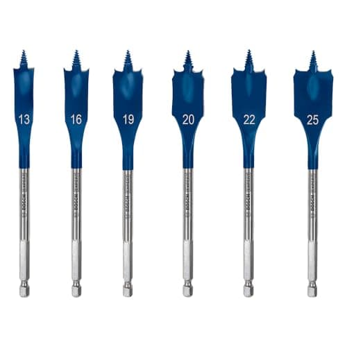 Image of Bosch 6x EXPERT Self Cut Speed Spade Drill Bit Set (for Softwood, Particleboard, Ø 13-25 mm, Professional Accessory Rotary Drill/Drivers)