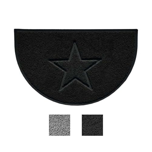 Image of Nicoman Star Shape Embossed Entrance Door Mat Non Slip Dirt Trapper PVC Spaghetti Mat with Rubber Base, Jet Washable Quick Drying Doormat Watertight Indoor or Outdoor - (Half-Moon, Black, 70 x 44cm)
