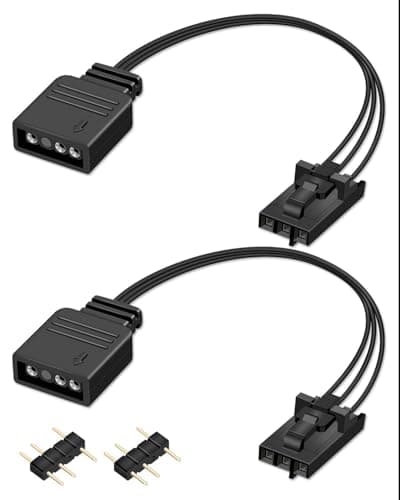 Image of GELRHONR 3 Pin Female to 5V 3 Pin ARGB Female Adapter for Cor-sair RGB Hub, Commander Core, iCUE Commander Core XT and Lighting Node Core, 2Pack