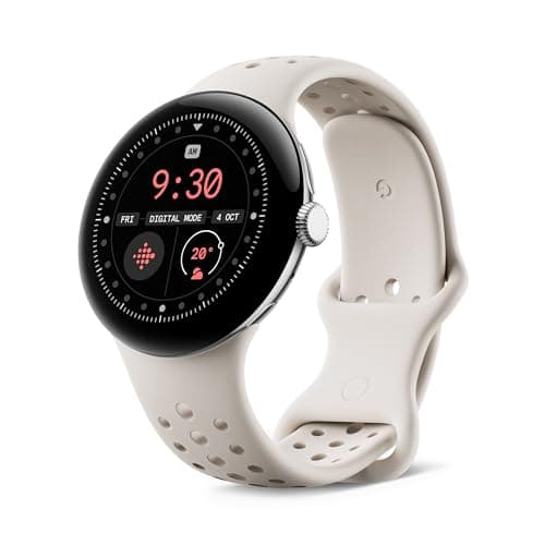 Image of Google Pixel Watch 3 (41 mm) – Android smartwatch with heart rate tracking, advanced running from Fitbit, fitness insights, 24-hour battery – Champagne Gold Aluminium Case Hazel band LTE (Renewed)