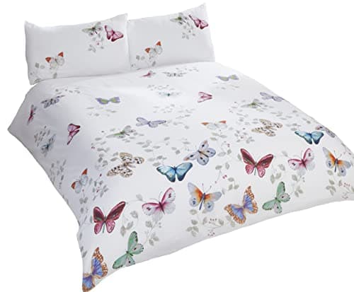 Image of Rapport Home Single Duvet Cover Set - Vibrant Multi-Colour Butterfly Design Bedding with 1 Pillowcase (135x200cm) - Easy Care Polycotton for Girls & Adults