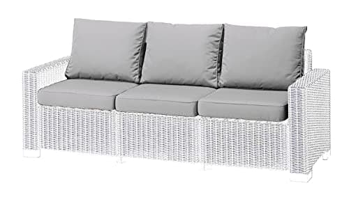 Image of 1,2 or 3 Seater Replacement Seat Cushion Pads for Keter Allibert California Rattan Outdoor Furniture | Water Resistant Rattan Patio Set Sofa Cushions Pads (3 Seater, Grey)