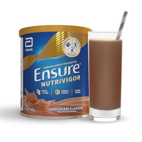 Image of Ensure NutriVigor Nutritional Shake – Chocolate Flavour – 400g – Food Supplement with Protein, HMB & 27 Vitamins & Minerals – Supports Strength, Energy & Immunity – With Vitamin D, C & B