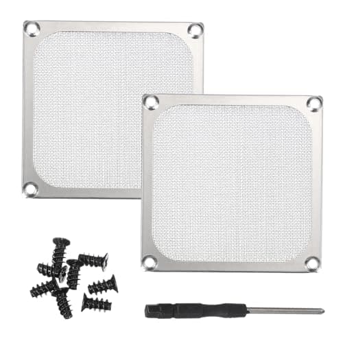 Image of PATIKIL 92mm Fan Filter Grill, 2Pcs Ultra Fine Aluminum Mesh Ventilation Dustproof PC Cooling Fan Grill Covers with Screwdriver and Screws for Desktop Computer Case AC, Silver