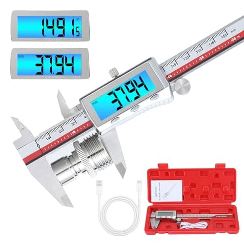 Image of Rechargeable Digital Vernier Calipers 150mm/6 Inch, Waterproof Electronic Caliper Tool with Large LCD Backlit Screen & Precision Measurement, Inch/Millimeter Conversion, for Engineers, DIY & Workshop